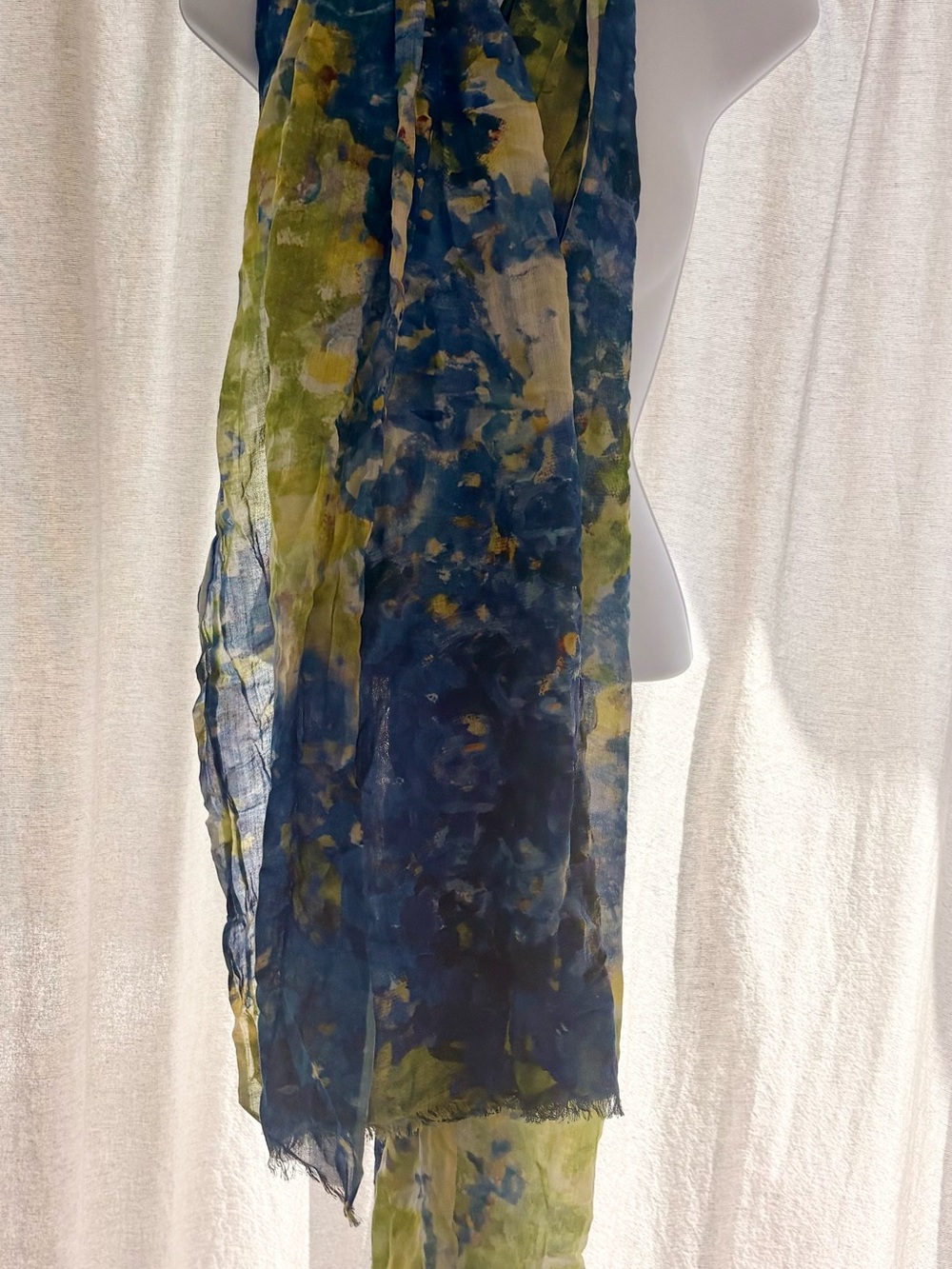 Debbie Martin Designs Blue Yellow
Watercolor Floral Fringe Wrap Scarf OS - Picture 2 of 5